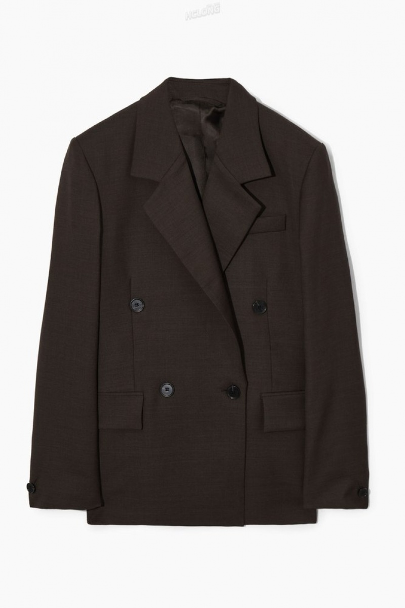 Dark Brown COS Double-Breasted Wool Blazer | CD60-M4HJ