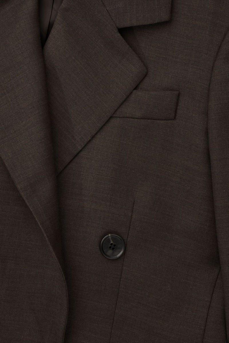 Dark Brown COS Double-Breasted Wool Blazer | CD60-M4HJ