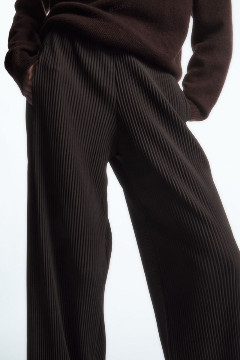 Dark Brown COS Pleated Wide-Leg Pants | GP87-D6DO