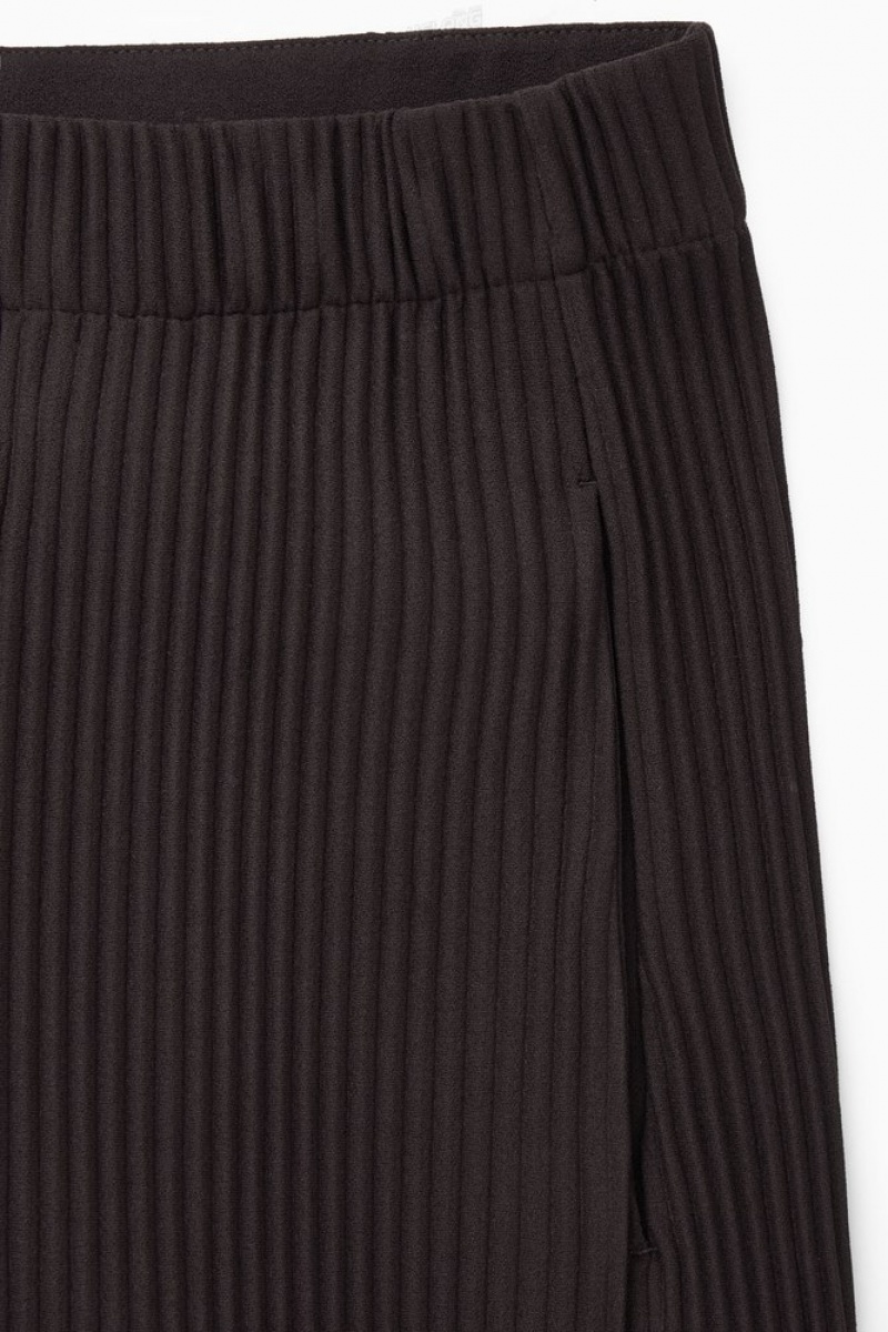 Dark Brown COS Pleated Wide-Leg Pants | GP87-D6DO