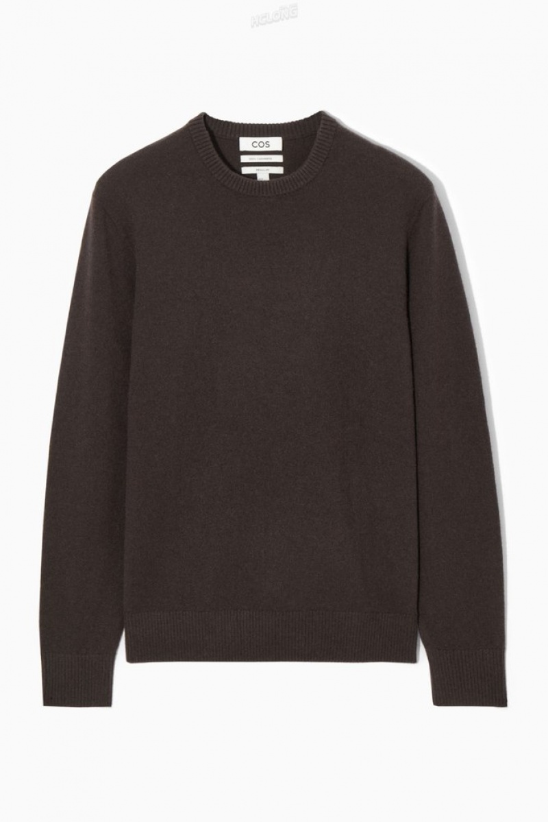 Dark Brown COS Pure Cashmere Jumper | XR63-B0UF