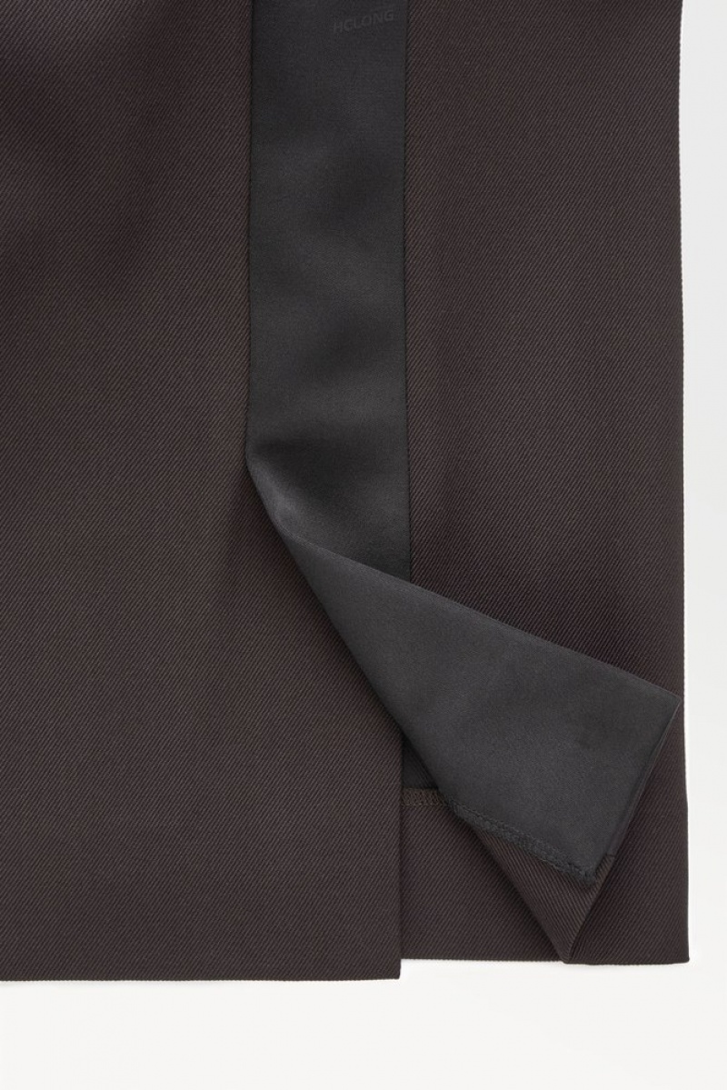 Dark Brown COS The Tuxedo-Stripe Trousers | TG09-H1SH