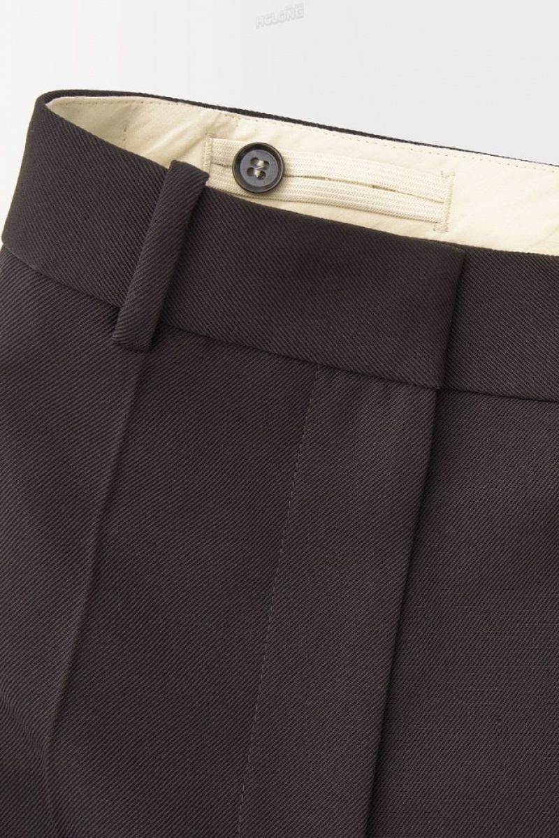 Dark Brown COS The Tuxedo-Stripe Trousers | TG09-H1SH