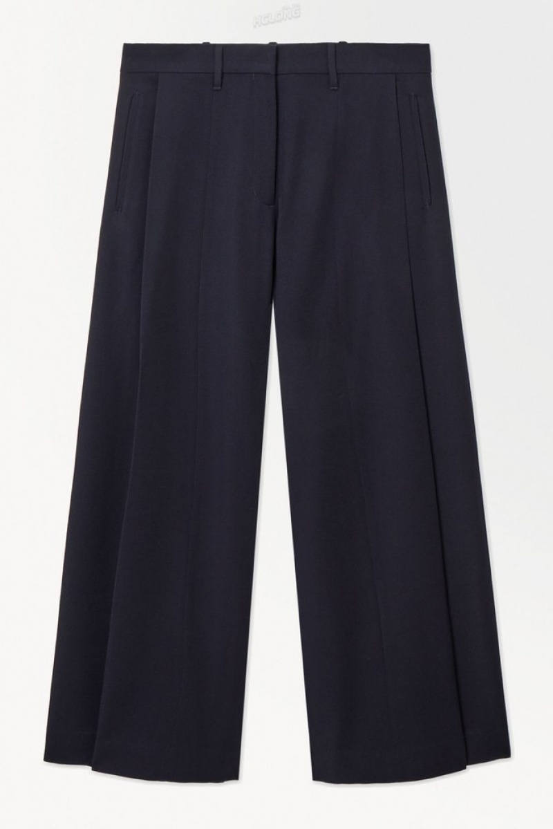 Dark Brown COS The Wide-Leg Wool Trousers | US92-T2FB