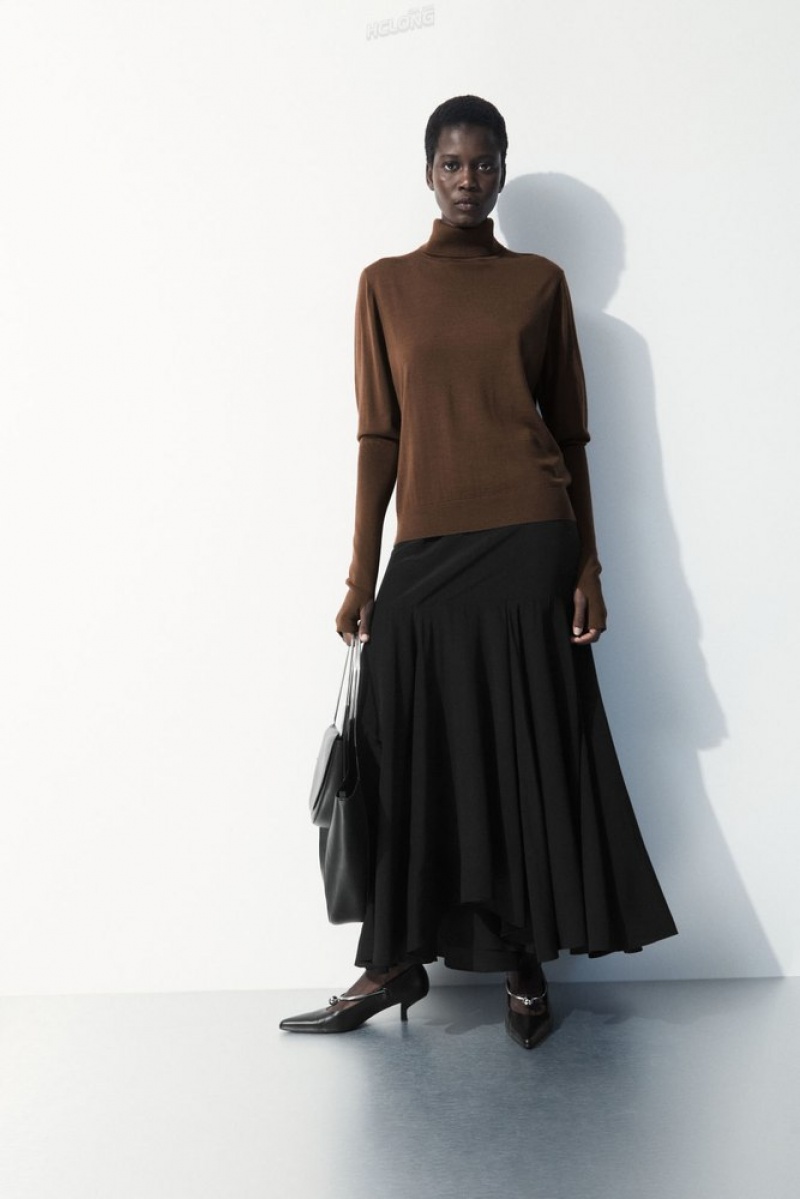 Dark Brown COS The Wool Roll-Neck Jumper | JW11-D4UK