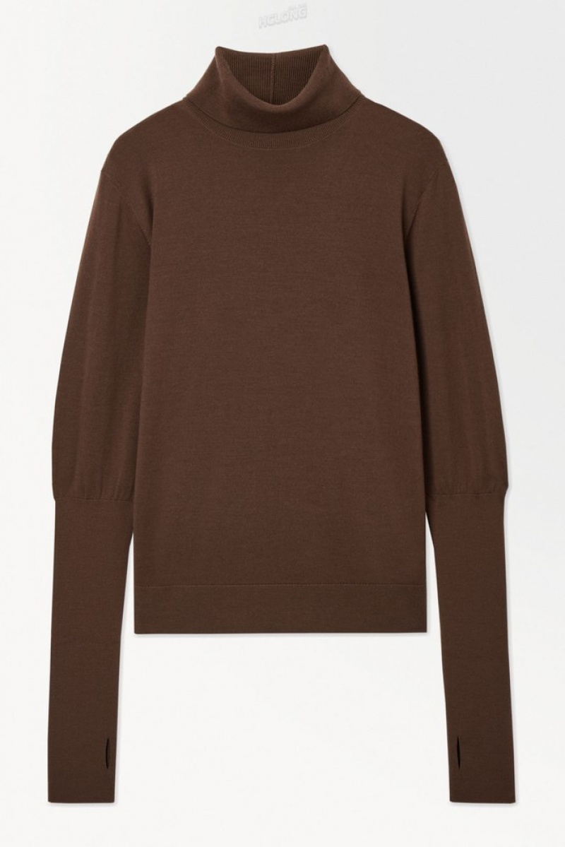 Dark Brown COS The Wool Roll-Neck Jumper | JW11-D4UK