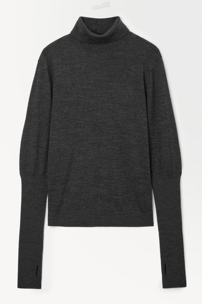 Dark Brown COS The Wool Roll-Neck Sweater | OT53-S9KP