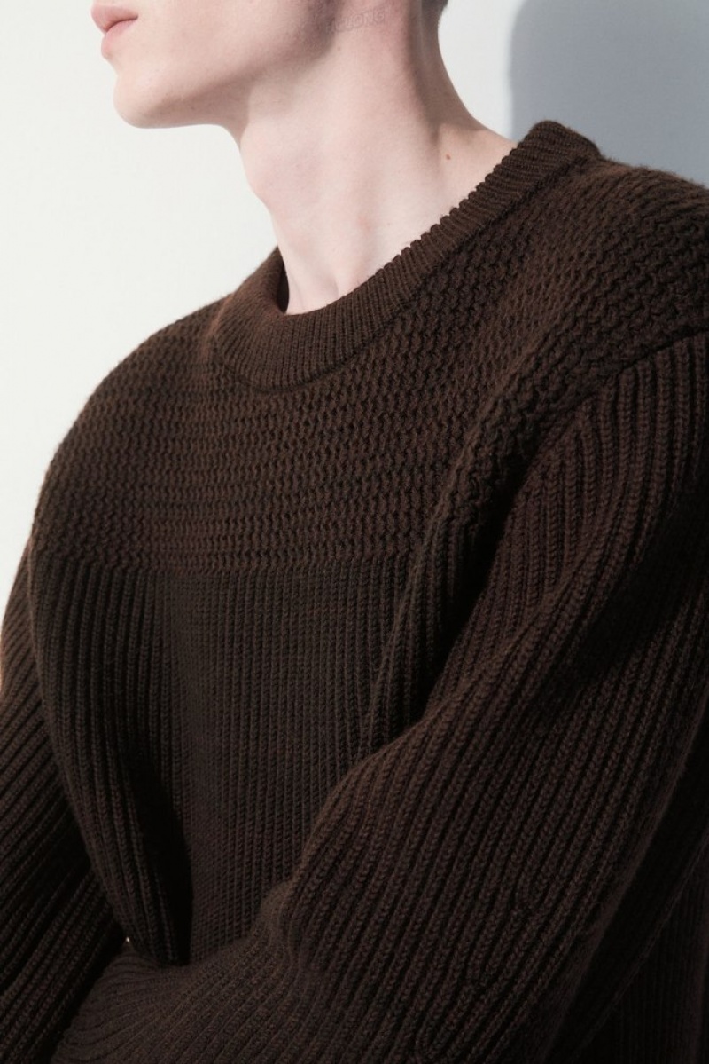 Dark Brown MéLange COS The Panelled Wool Jumper | GD33-G0NT