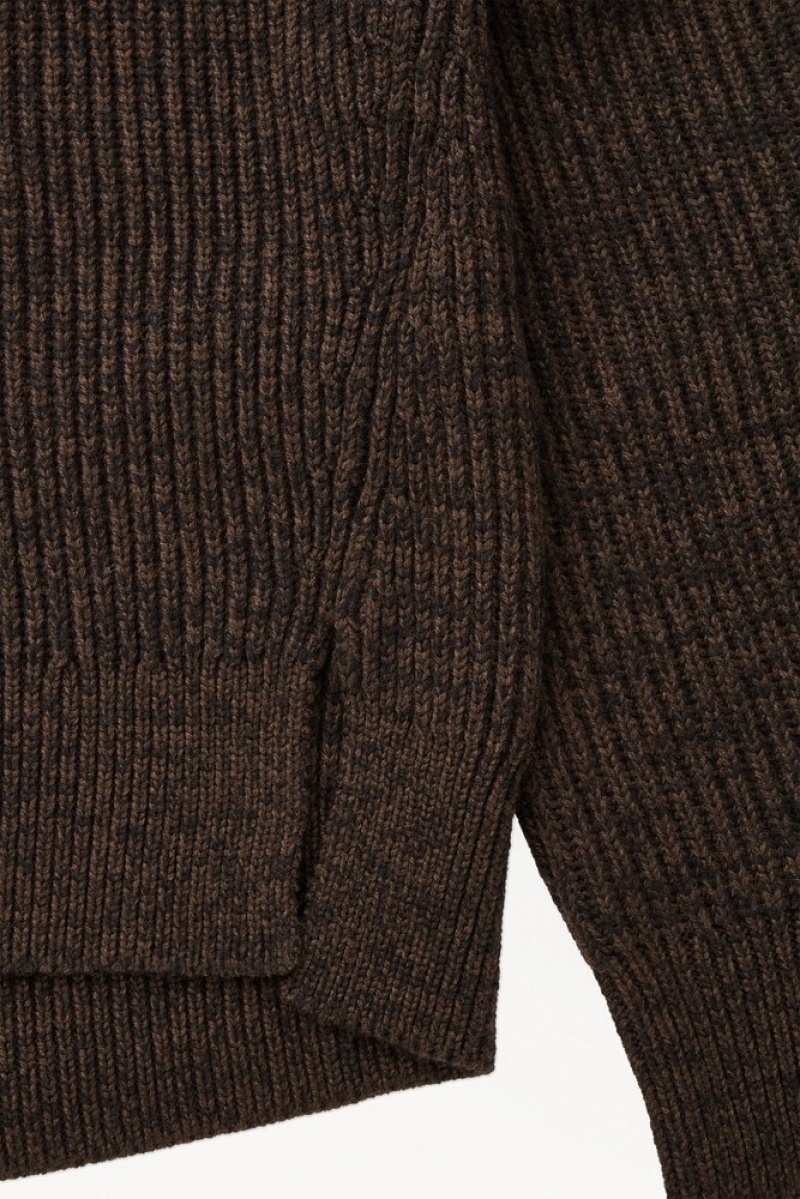 Dark Brown MéLange COS The Panelled Wool Jumper | GD33-G0NT