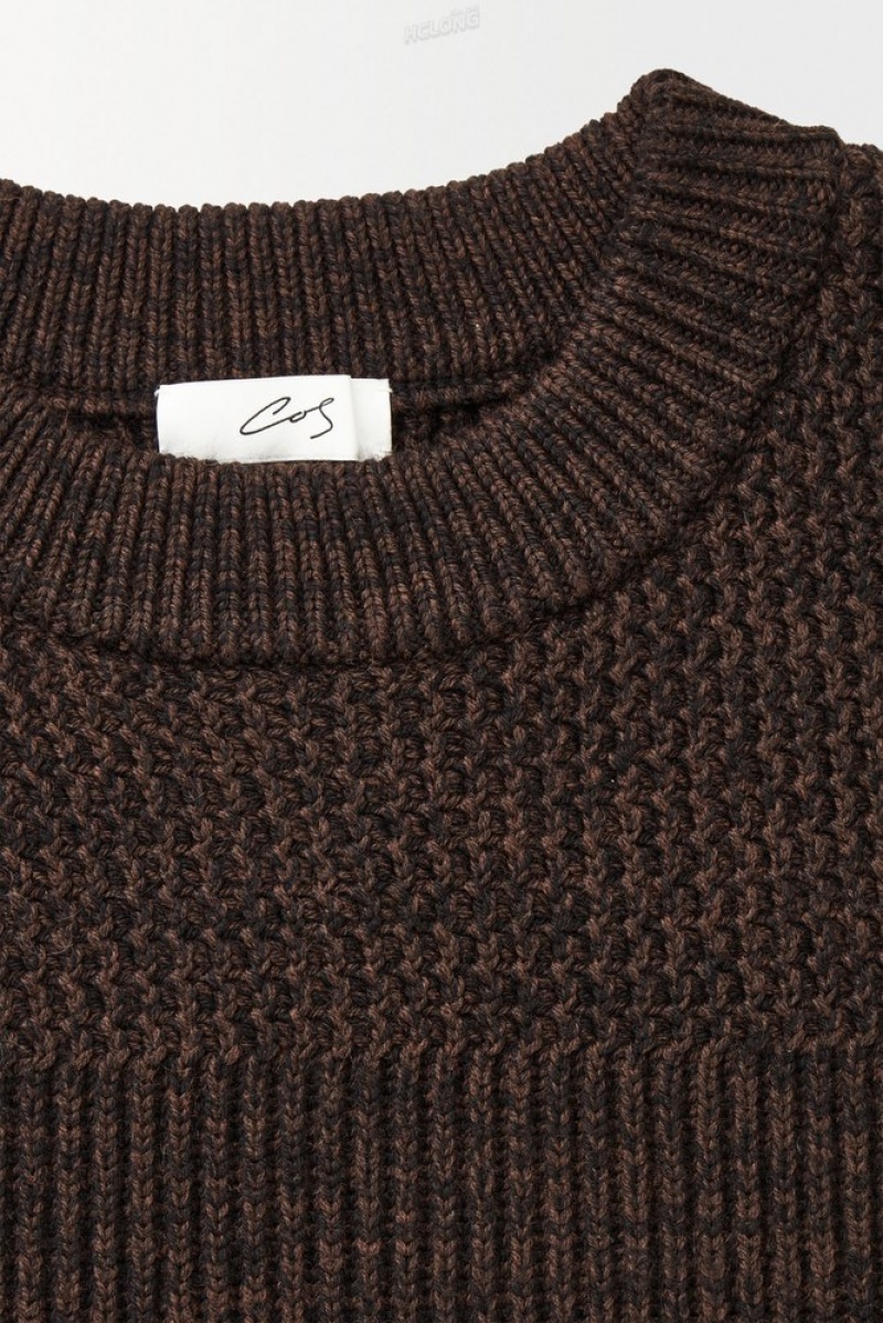 Dark Brown MéLange COS The Panelled Wool Jumper | GD33-G0NT