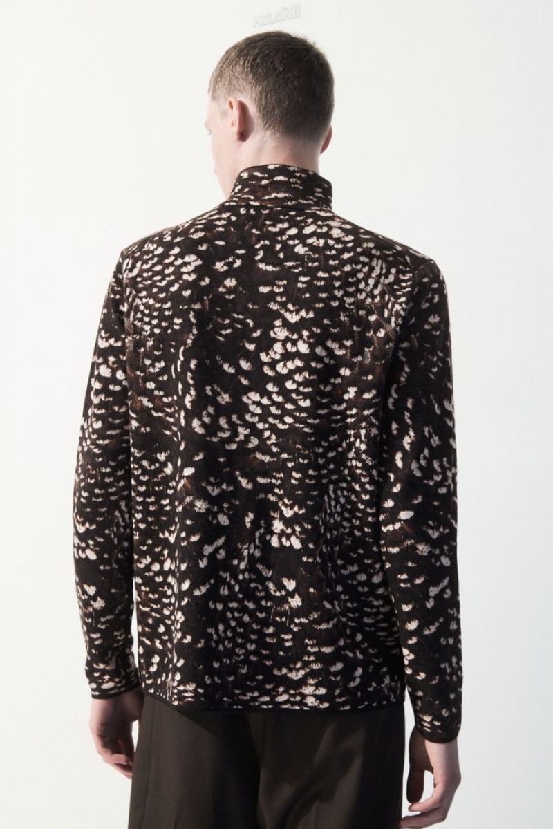 Dark Brown / Feather Print COS The Feather-Jacquard Jumper | TR06-R0UM