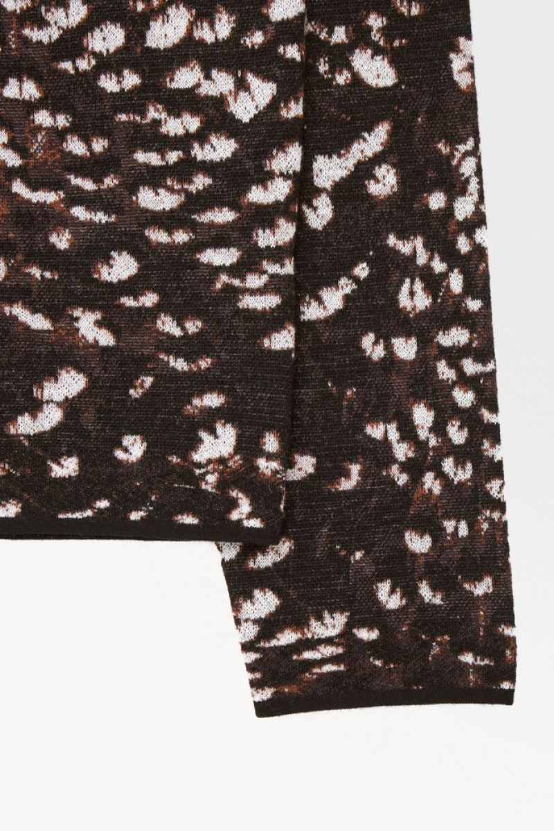 Dark Brown / Feather Print COS The Feather-Jacquard Jumper | TR06-R0UM