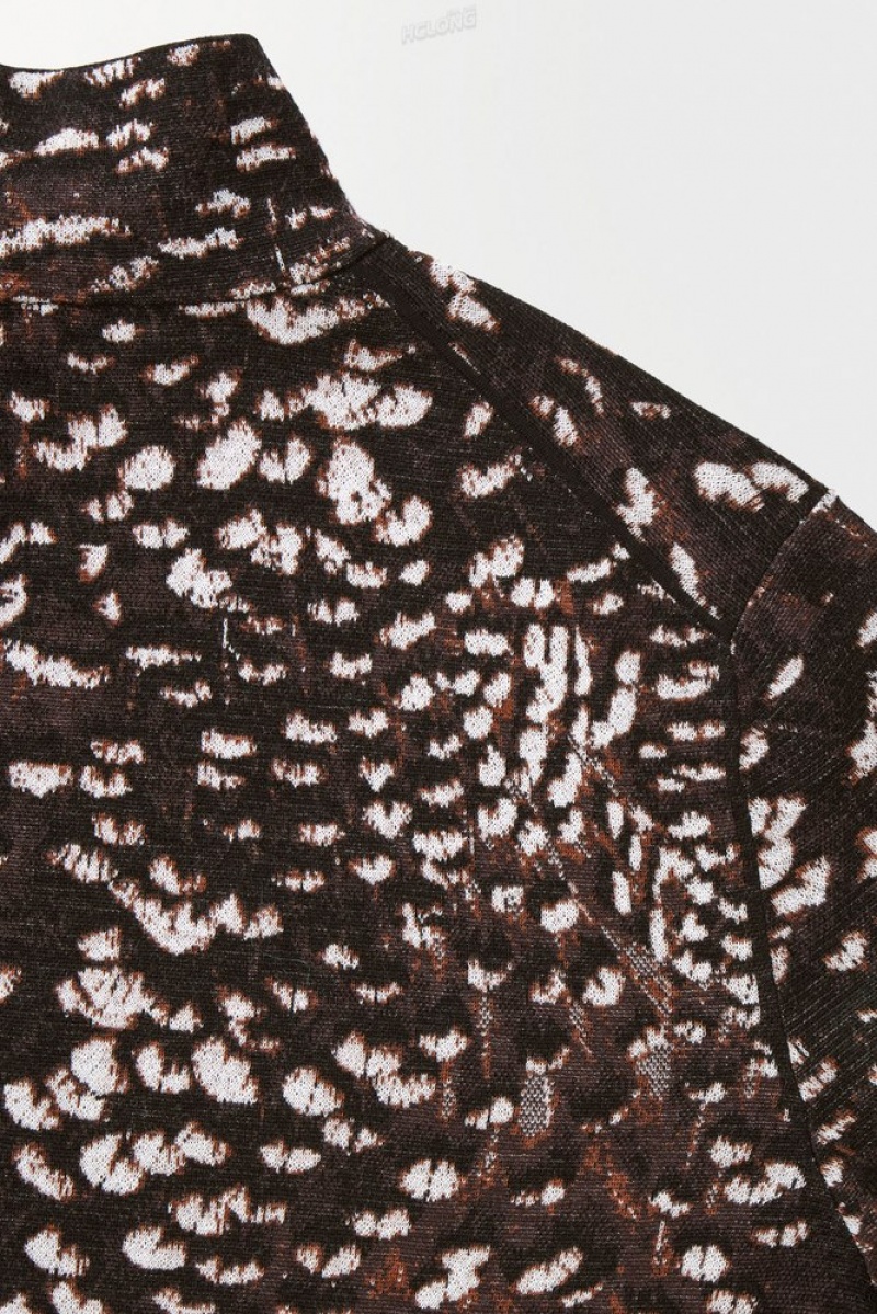 Dark Brown / Feather Print COS The Feather-Jacquard Jumper | TR06-R0UM