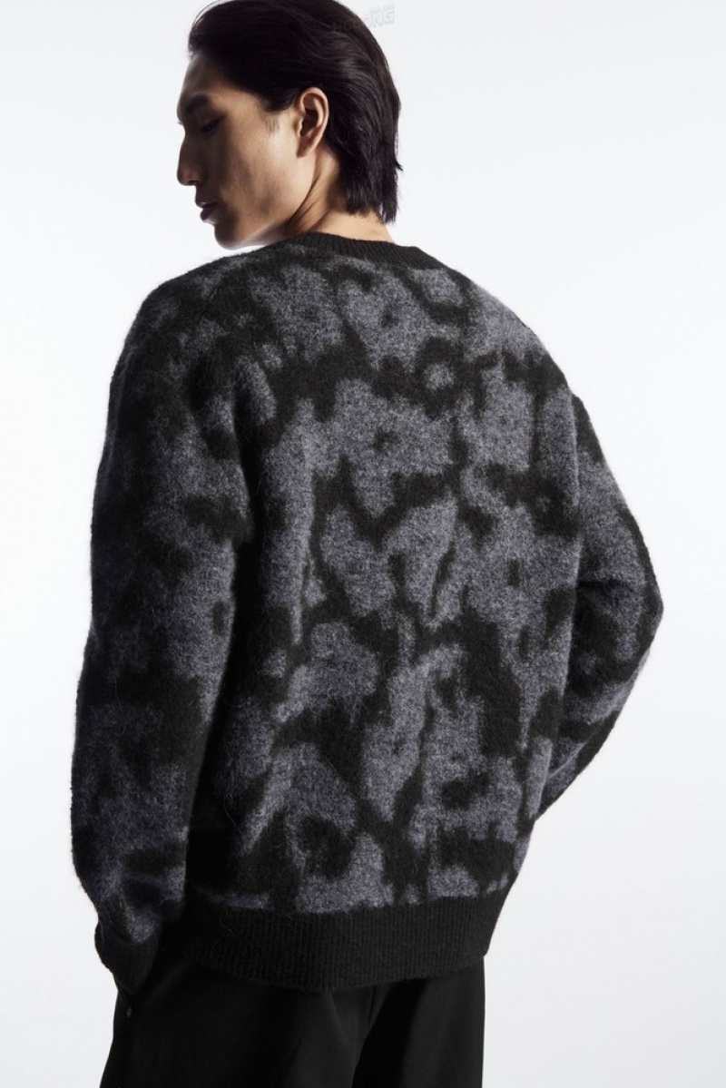 Dark Brown / Grey COS Animal-Jacquard Alpaca-Blend Jumper | JQ10-O0CN