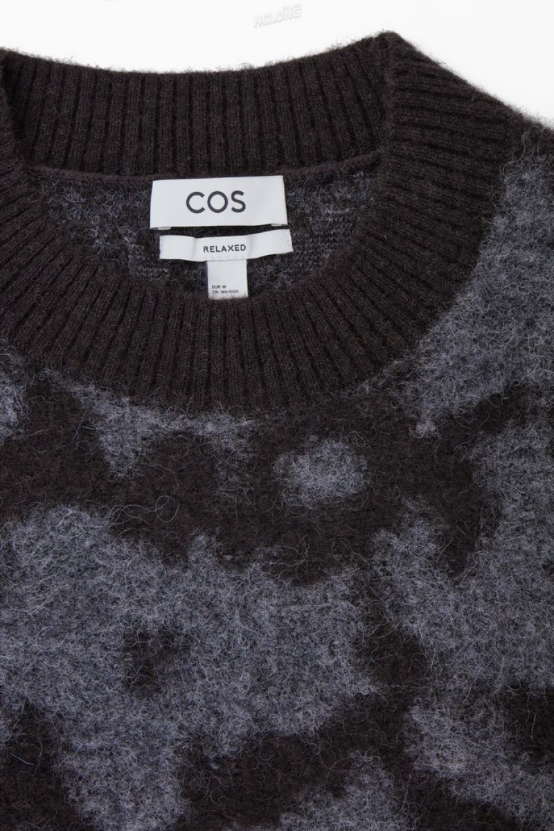 Dark Brown / Grey COS Animal-Jacquard Alpaca-Blend Jumper | JQ10-O0CN