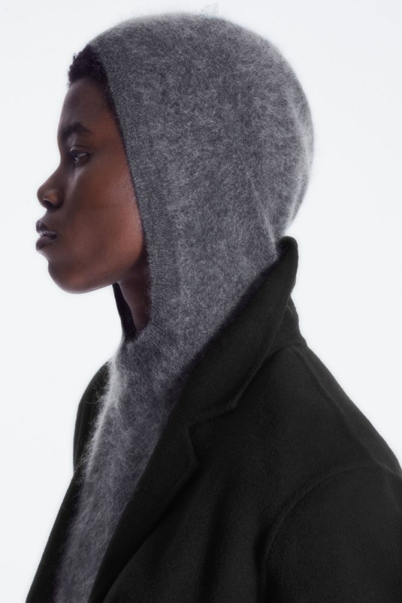 Dark Gray COS Textured Pure Cashmere Hoodie | VG42-S3XX