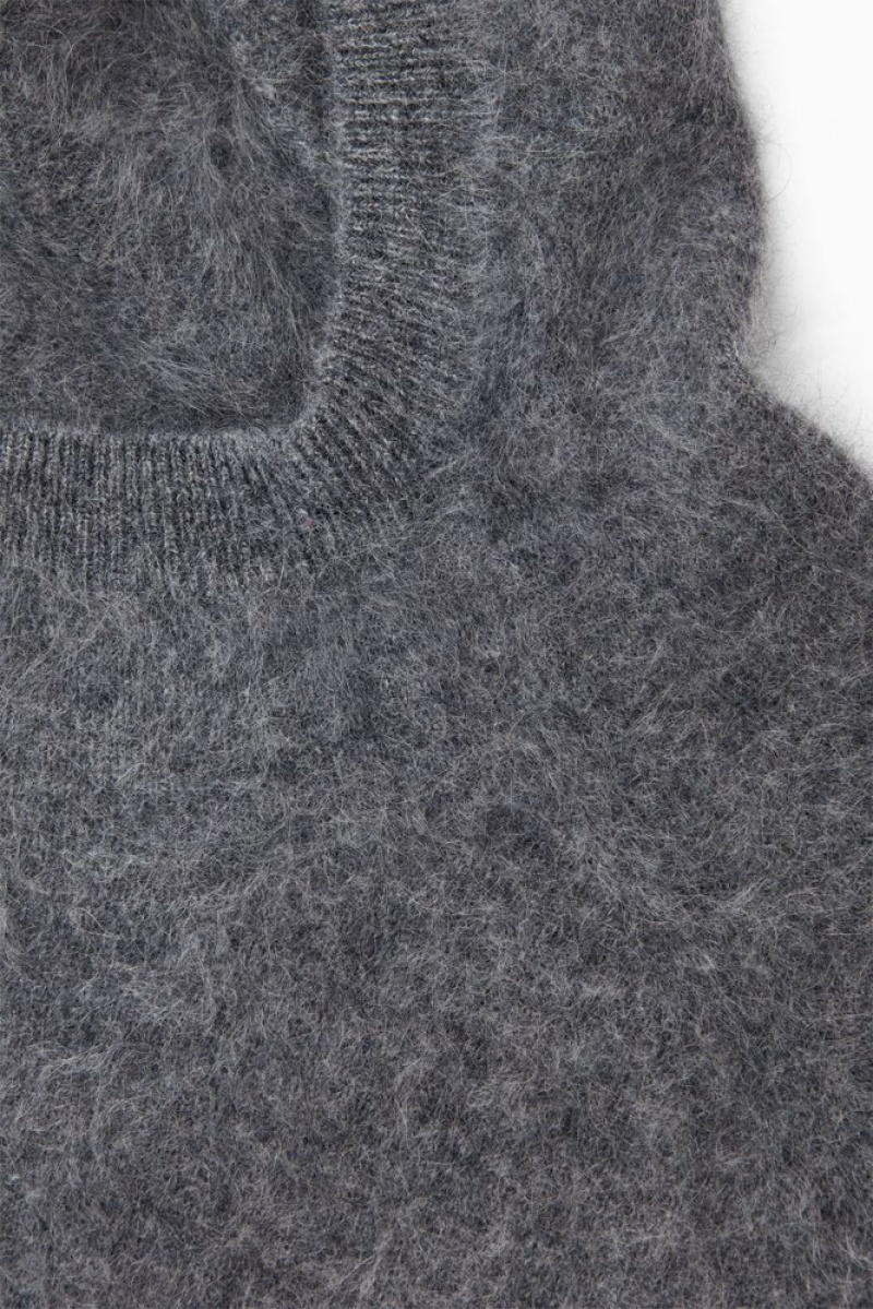 Dark Gray COS Textured Pure Cashmere Hoodie | VG42-S3XX