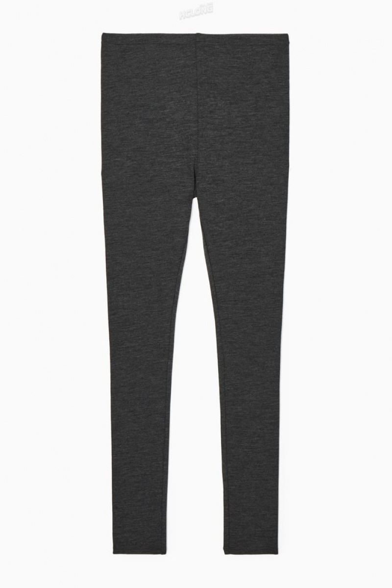 Dark Gray Melange COS Merino Wool Leggings | VA80-V5CR