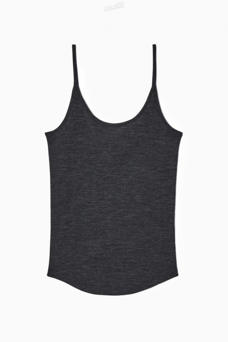 Dark Gray Melange COS Scoop-Neck Merino Wool Tank Top | AV88-F8DK