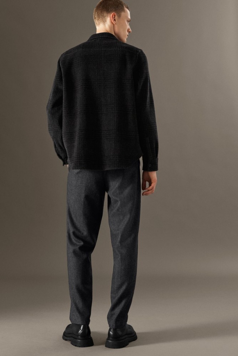 Dark Gray / Herringbone COS Herringbone Wool Pants - Straight | IM73-A7VC