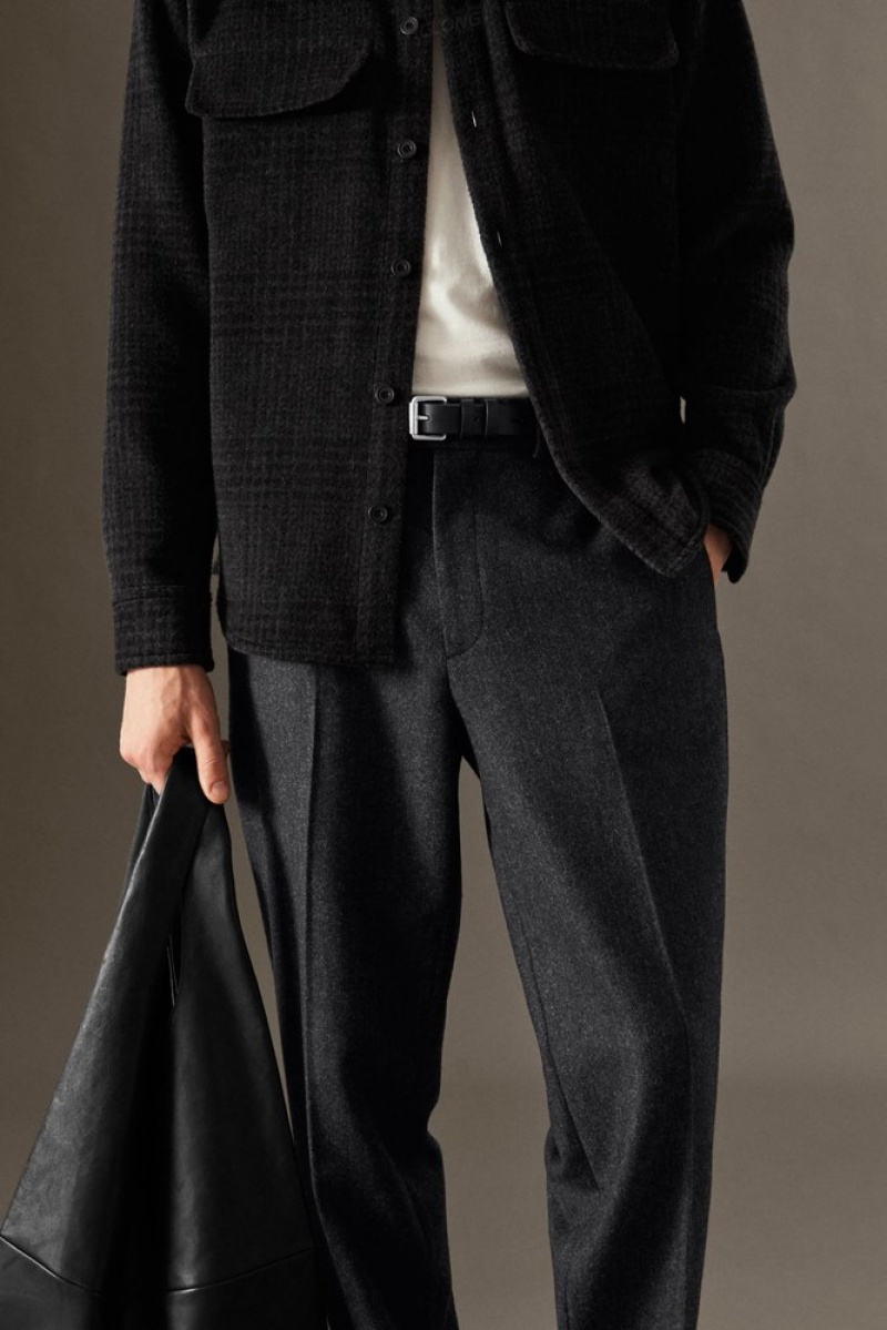 Dark Gray / Herringbone COS Herringbone Wool Pants - Straight | IM73-A7VC