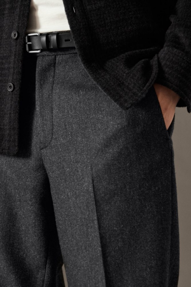 Dark Gray / Herringbone COS Herringbone Wool Pants - Straight | IM73-A7VC