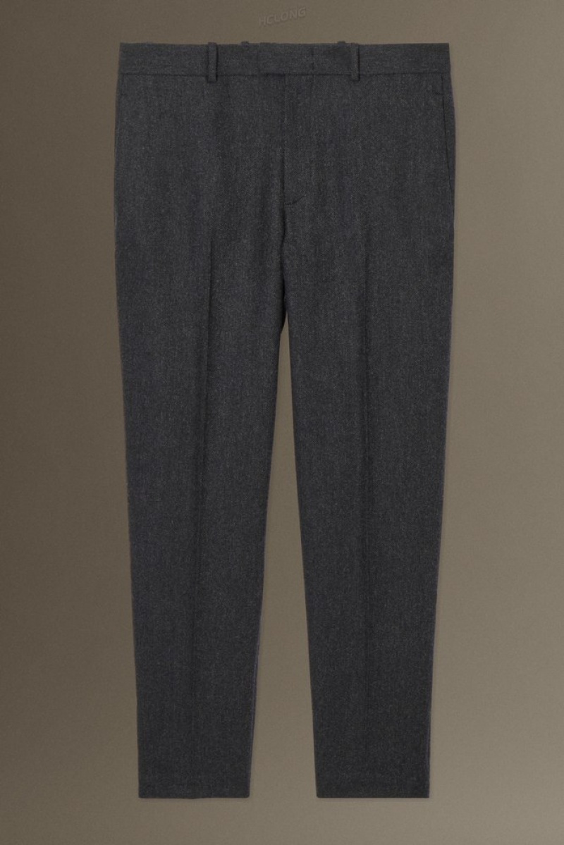 Dark Gray / Herringbone COS Herringbone Wool Pants - Straight | IM73-A7VC