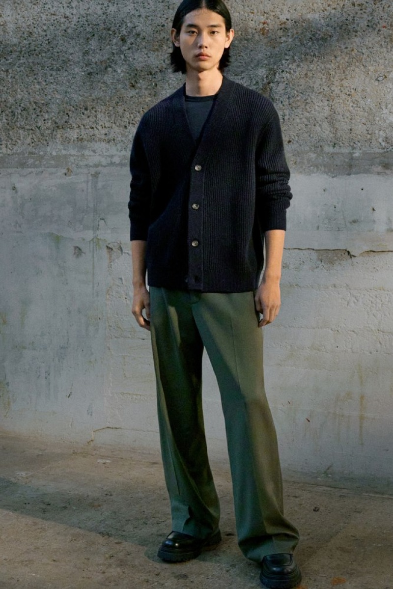 Dark Green COS Straight-Leg Relaxed Wool Pants | KB96-L8WK