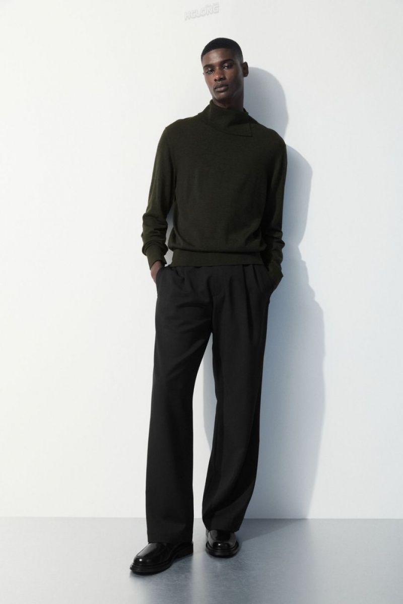 Dark Green COS The Merino Wool Roll-Neck Jumper | CN69-L8PI