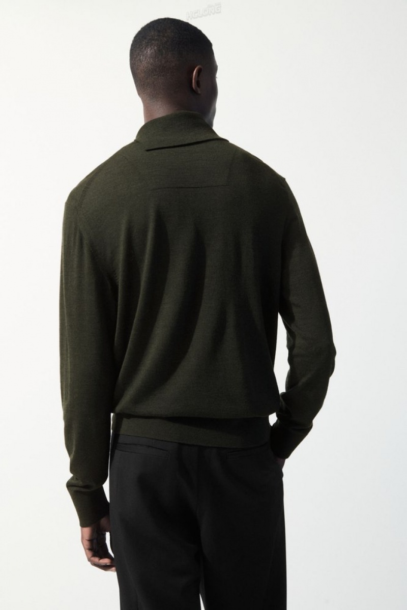 Dark Green COS The Merino Wool Roll-Neck Jumper | CN69-L8PI