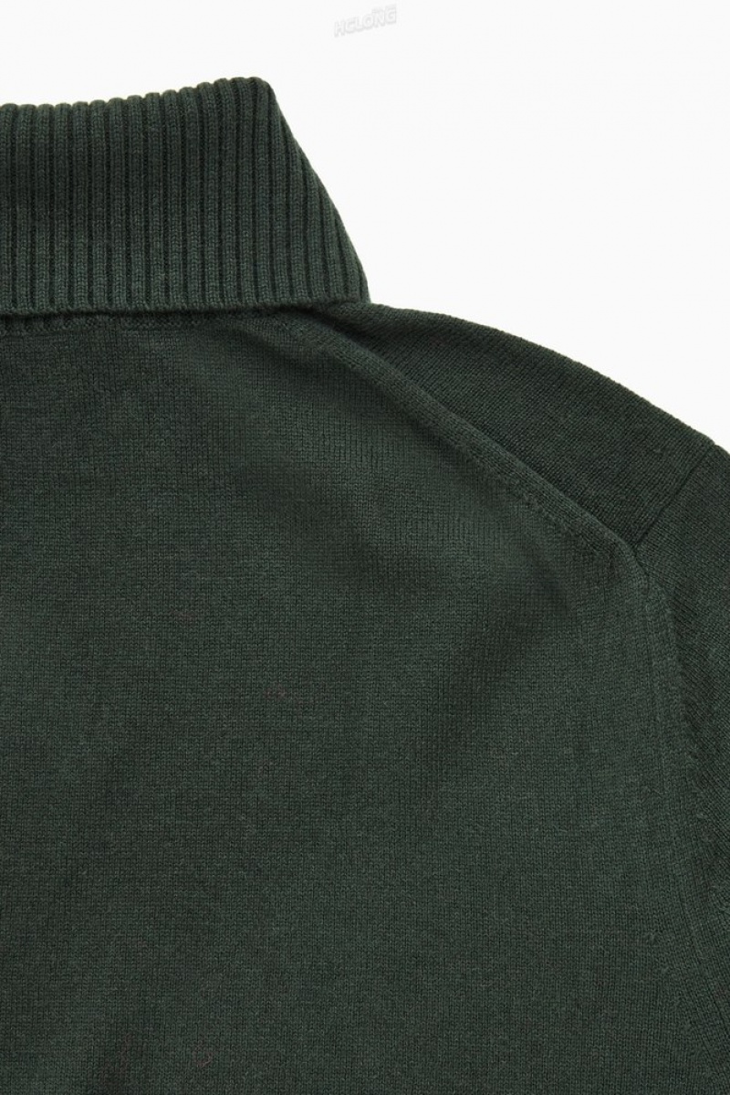 Dark Green COS Wool-Cashmere Turtleneck Jumper | QI41-A2QA