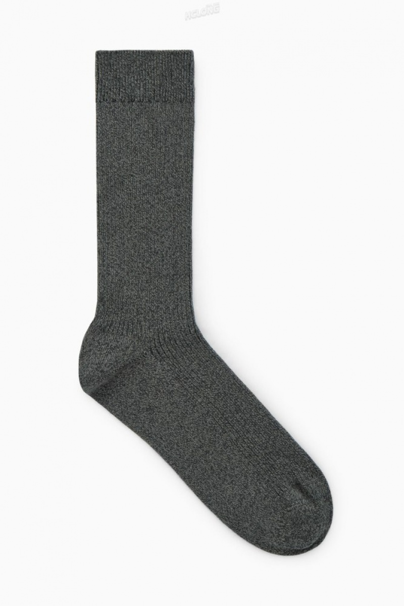 Dark Grey COS Ribbed Socks | UB22-W0PW