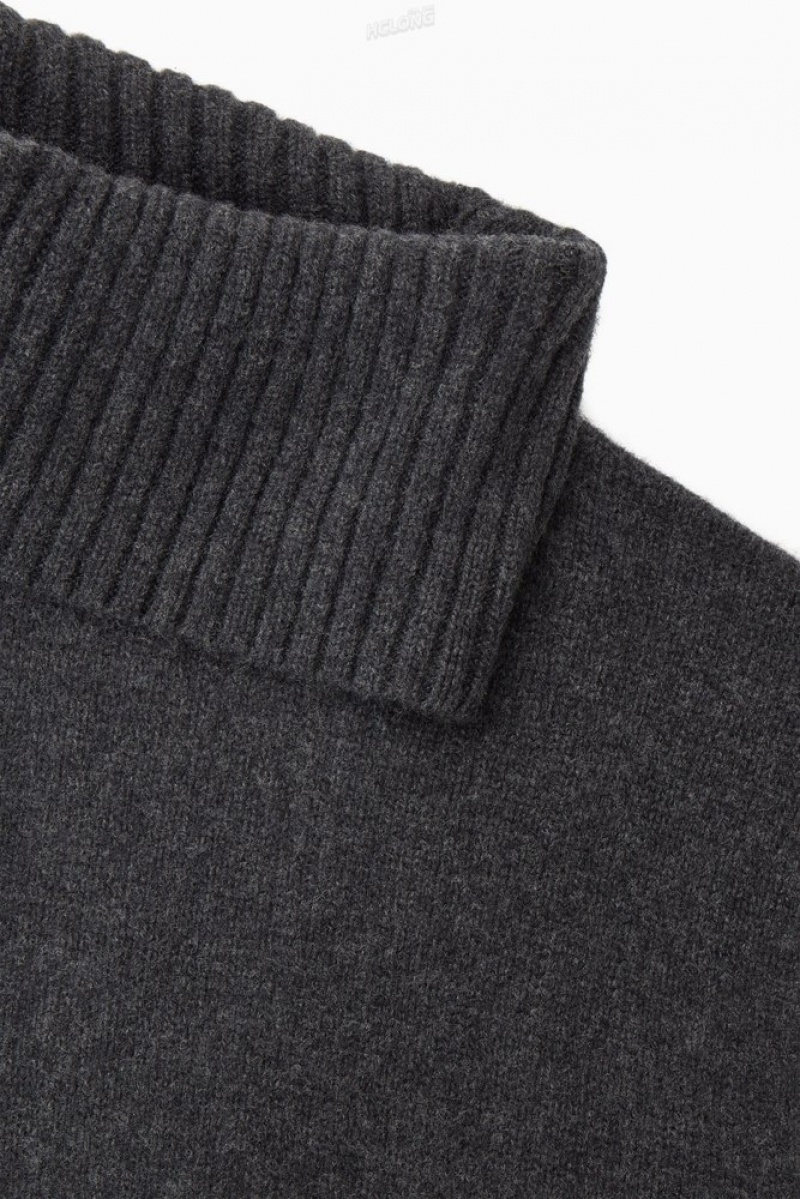 Dark Grey MéLange COS High-Neck Pure Cashmere Vest | SY70-Y5HB