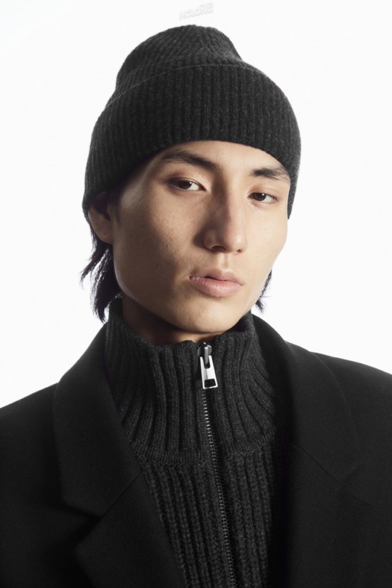 Dark Grey MéLange COS Wool Beanie | YQ97-F3RK