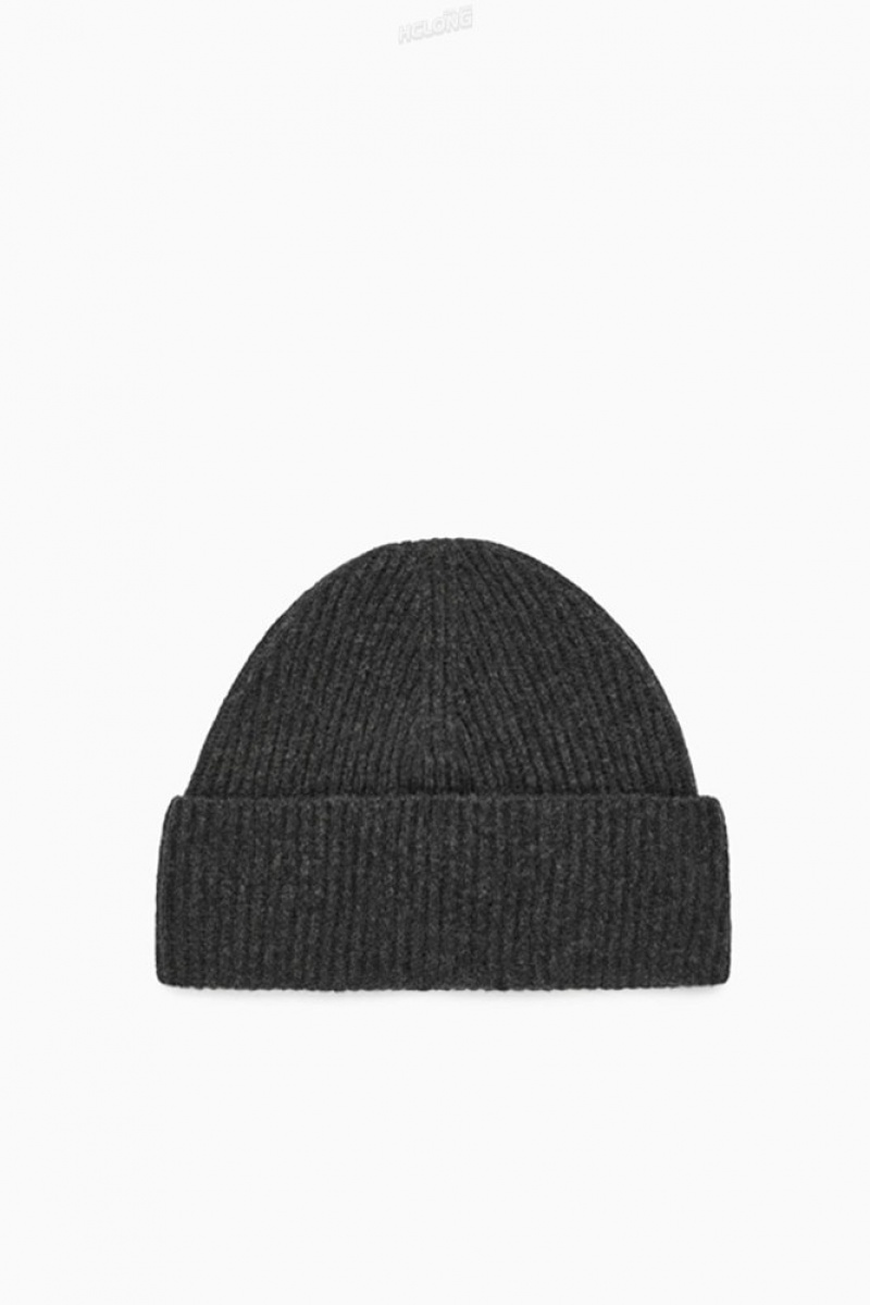 Dark Grey MéLange COS Wool Beanie | YQ97-F3RK