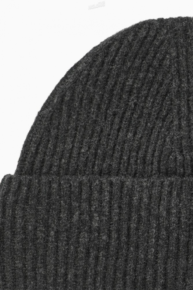 Dark Grey MéLange COS Wool Beanie | YQ97-F3RK