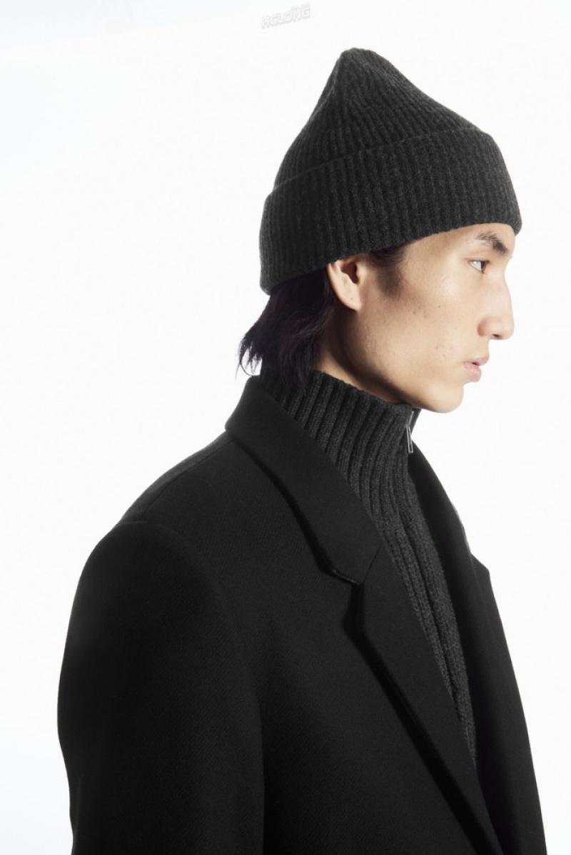 Dark Grey MéLange COS Wool Beanie | YQ97-F3RK