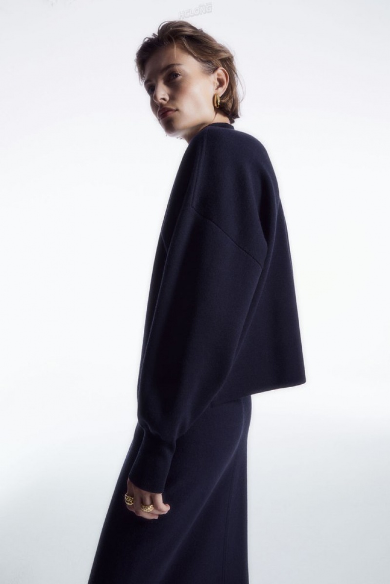 Dark Navy COS Double-Faced Wool Turtleneck Sweater | CY87-C7AG