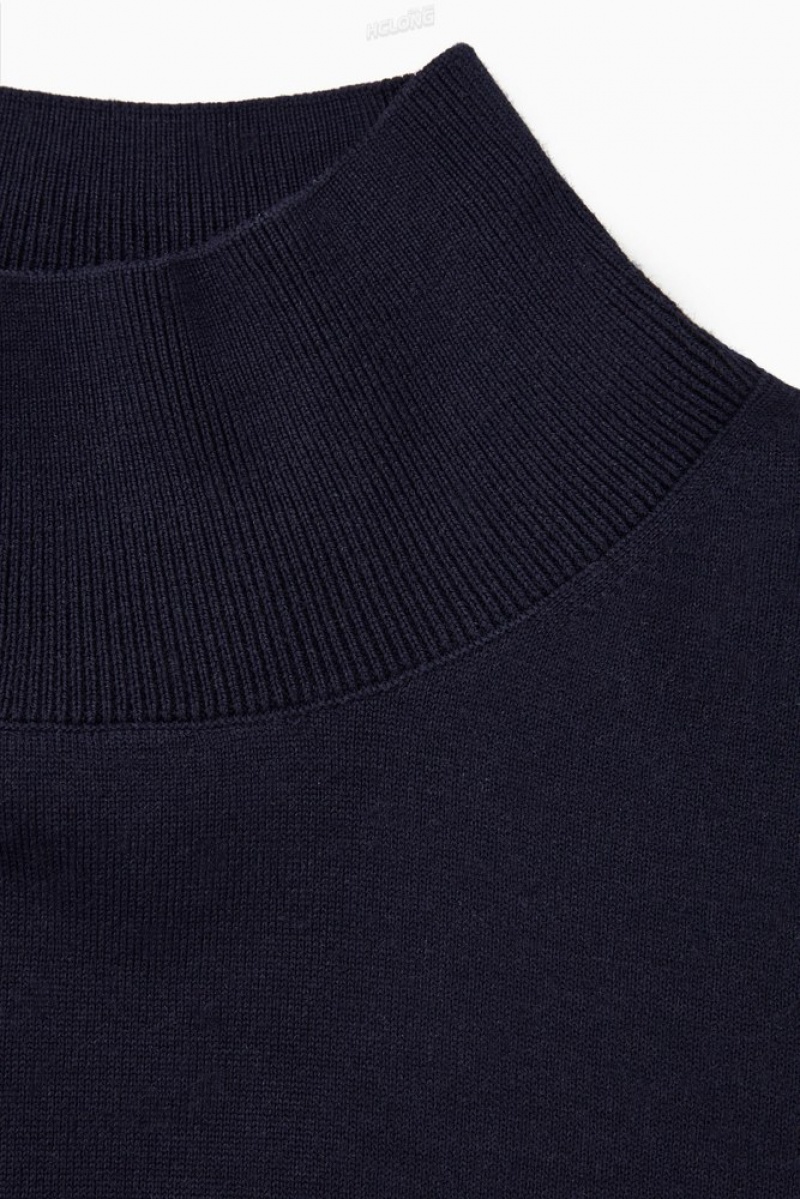 Dark Navy COS Double-Faced Wool Turtleneck Sweater | CY87-C7AG