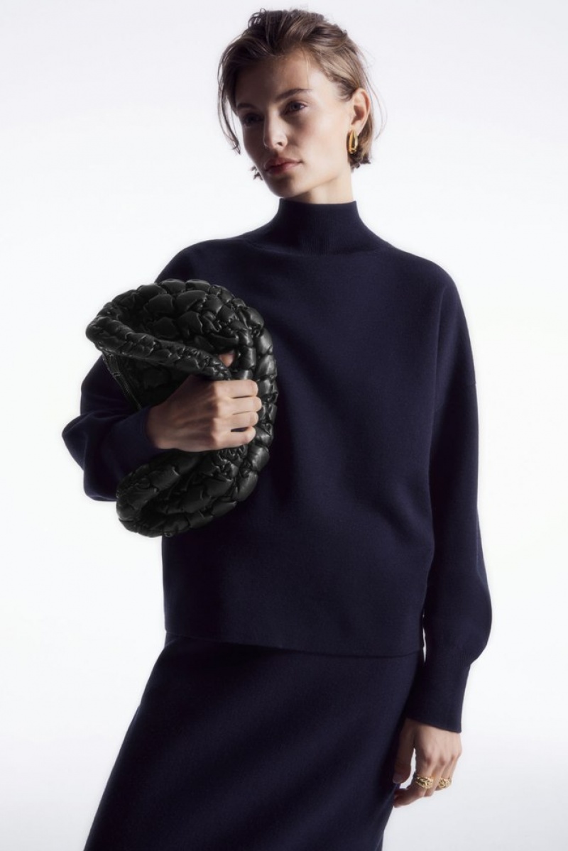 Dark Navy COS Double-Faced Wool Turtleneck Sweater | CY87-C7AG