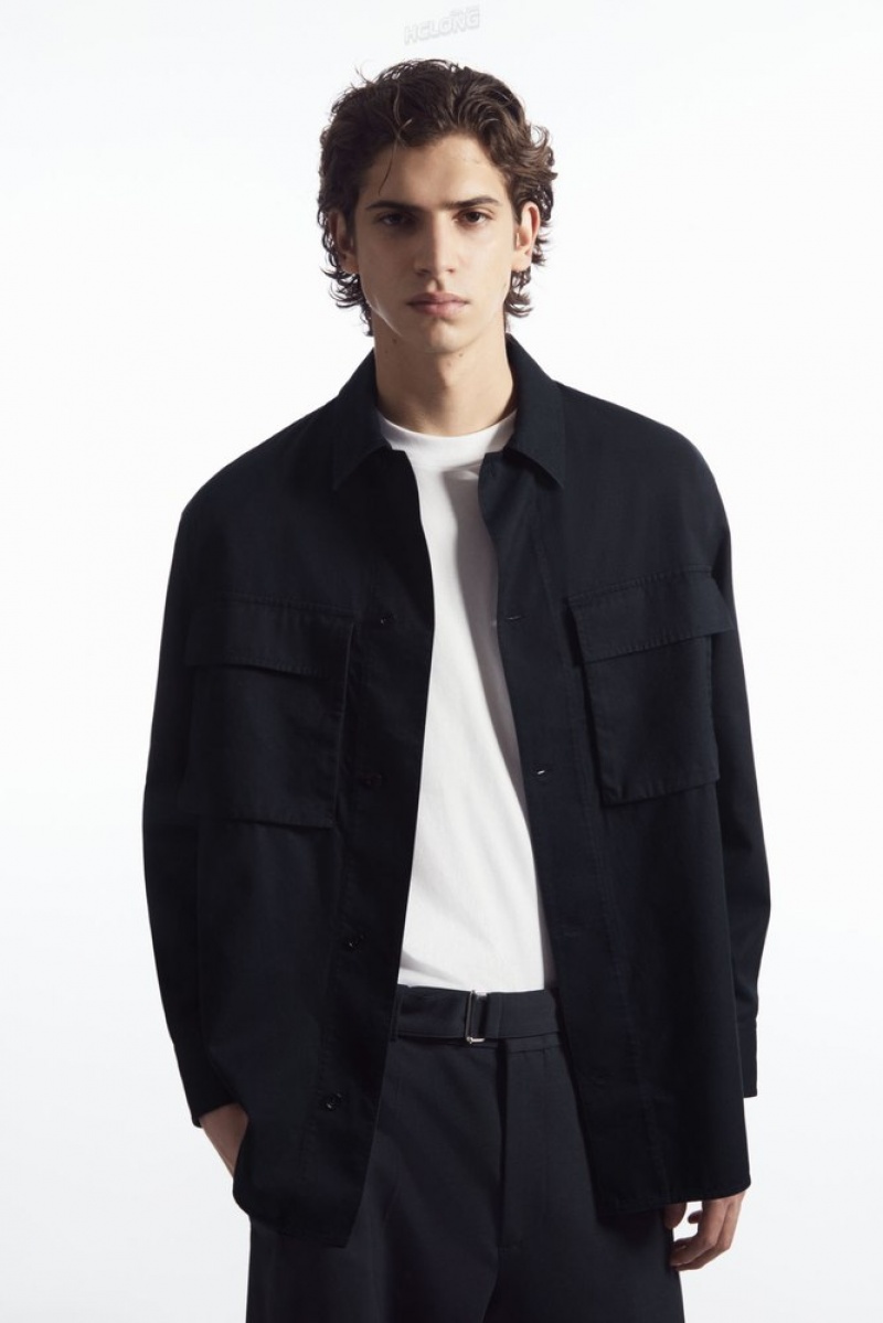 Dark Navy COS Oversized Utility Shirt | IN58-W8NC