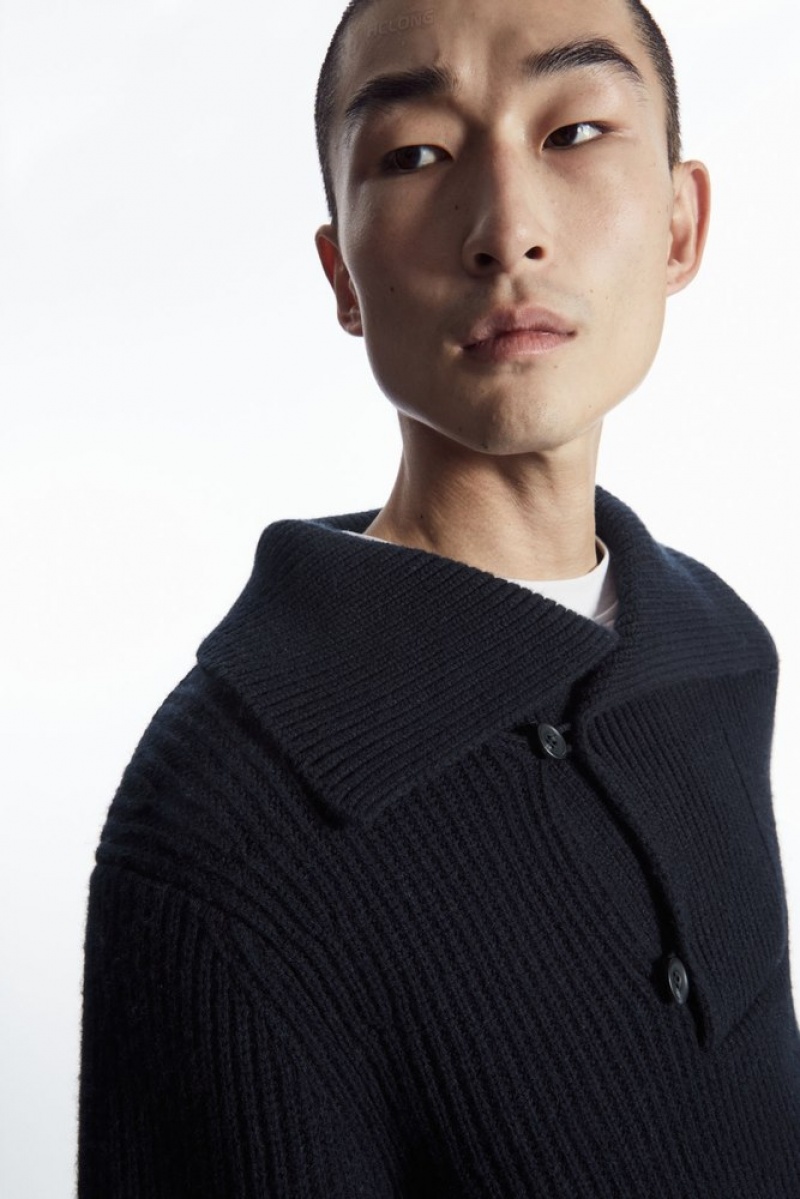 Dark Navy COS Sailor-Collar Wool Sweater | NF71-C9FB