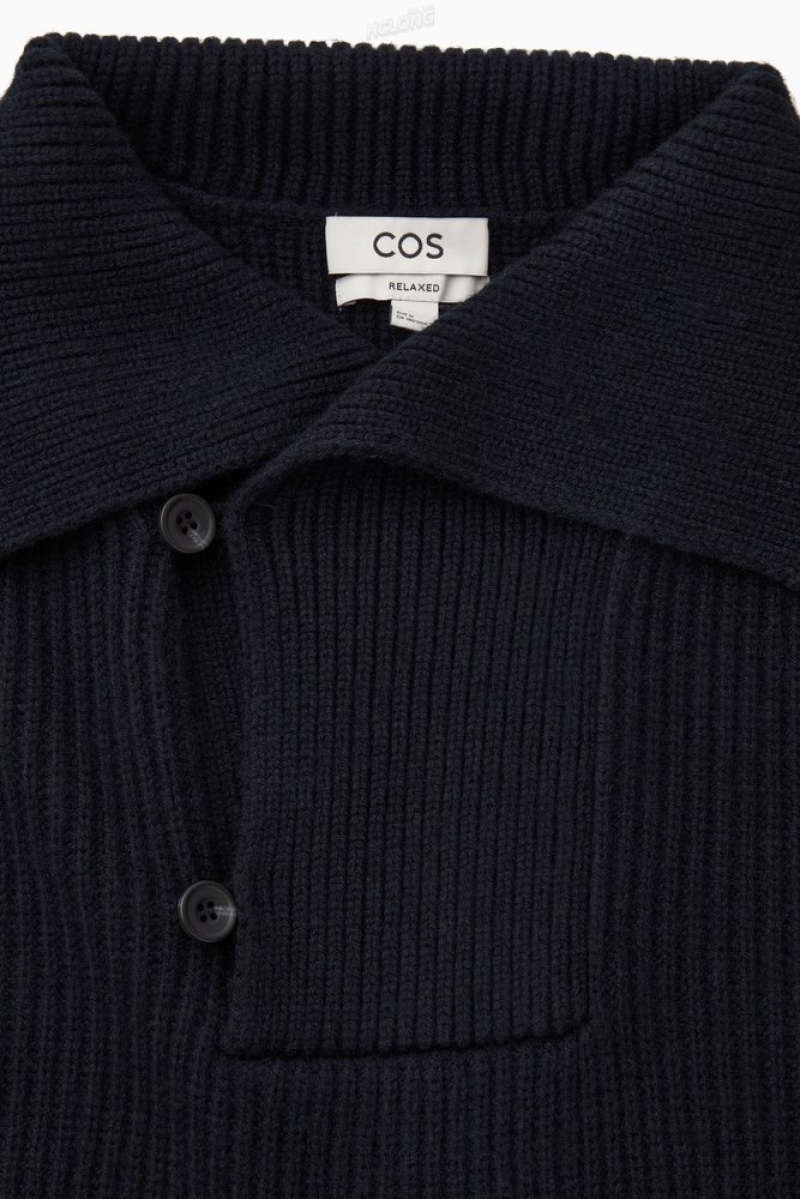 Dark Navy COS Sailor-Collar Wool Sweater | NF71-C9FB