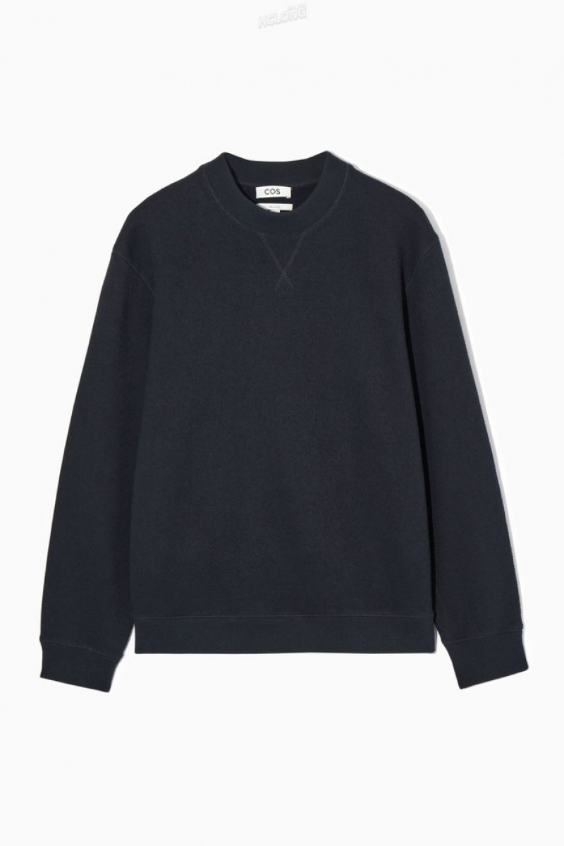 Dusty Light Blue COS Textured-Jersey Sweatshirt | YY43-R8PD