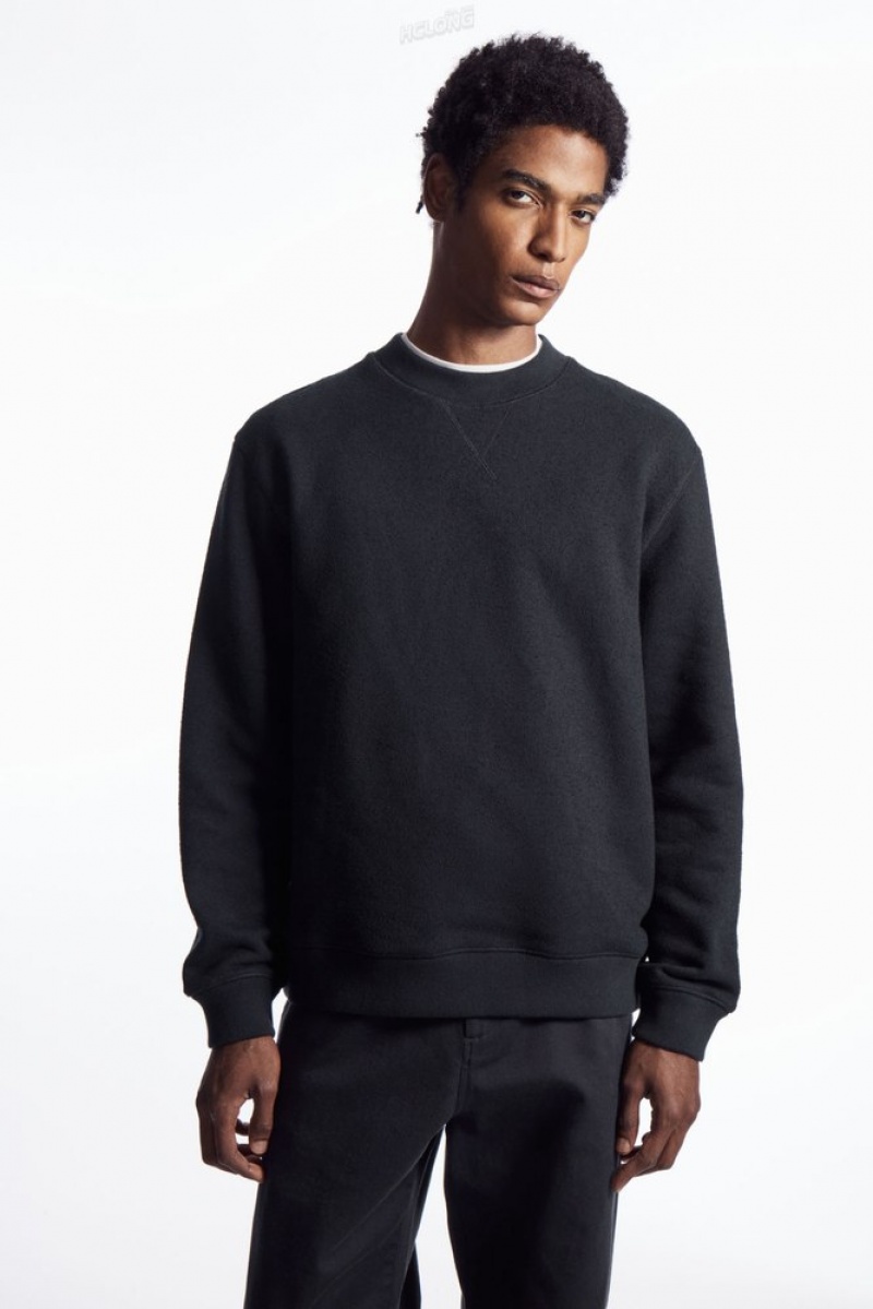 Dusty Light Blue COS Textured-Jersey Sweatshirt | YY43-R8PD