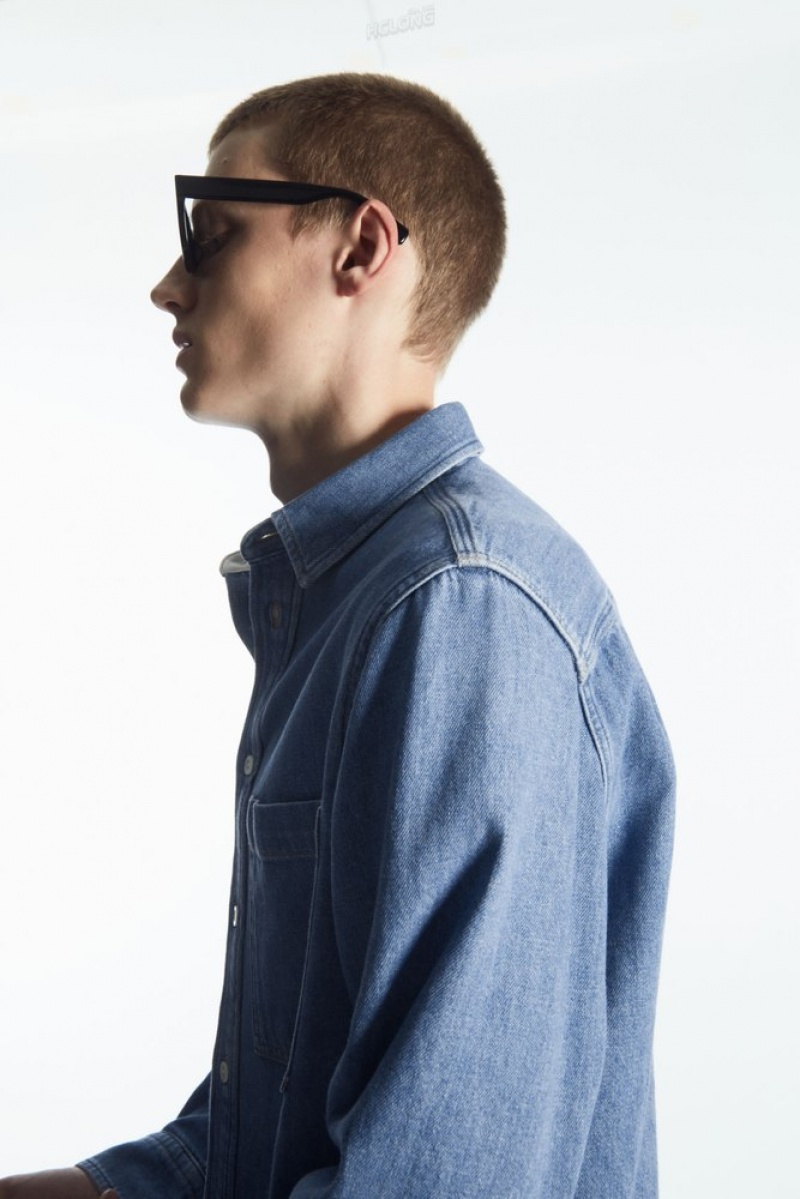 Ecru COS Cotton And Linen-Blend Denim Shirt | GS54-N7RO