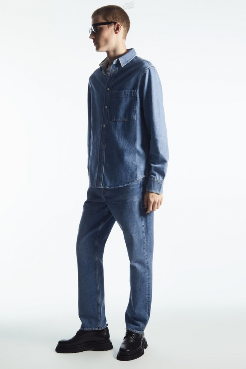 Ecru COS Cotton And Linen-Blend Denim Shirt | GS54-N7RO