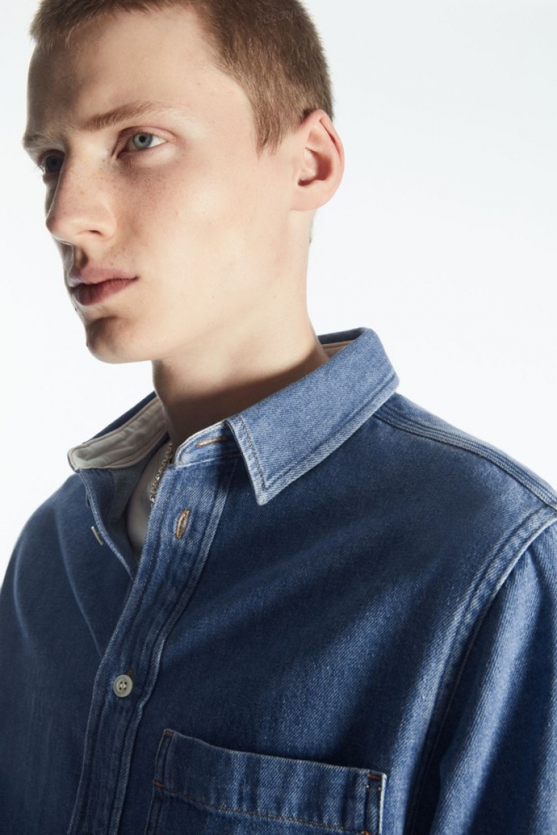 Ecru COS Cotton And Linen-Blend Denim Shirt | GS54-N7RO