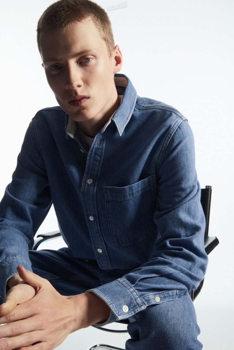 Ecru COS Cotton And Linen-Blend Denim Shirt | GS54-N7RO