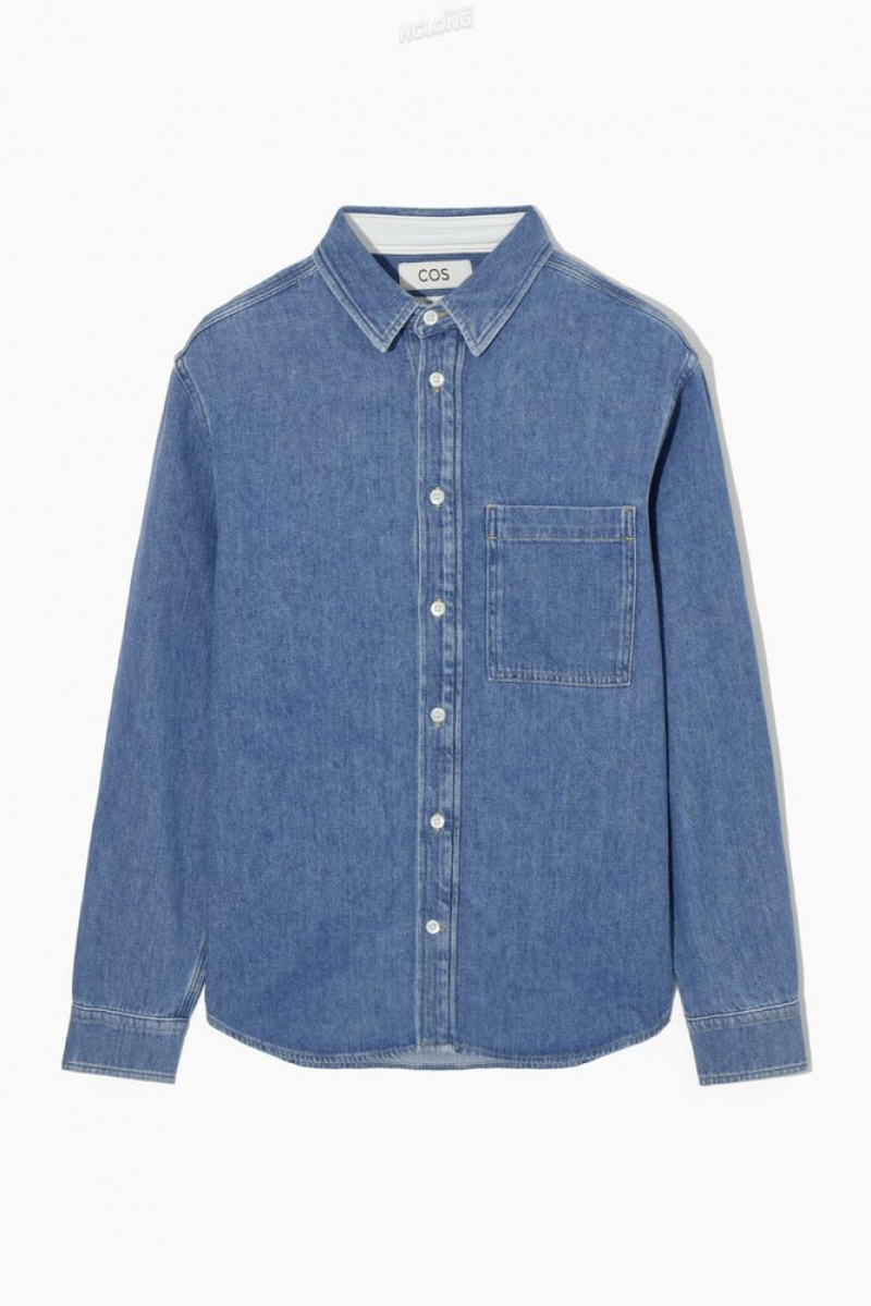 Ecru COS Cotton And Linen-Blend Denim Shirt | GS54-N7RO